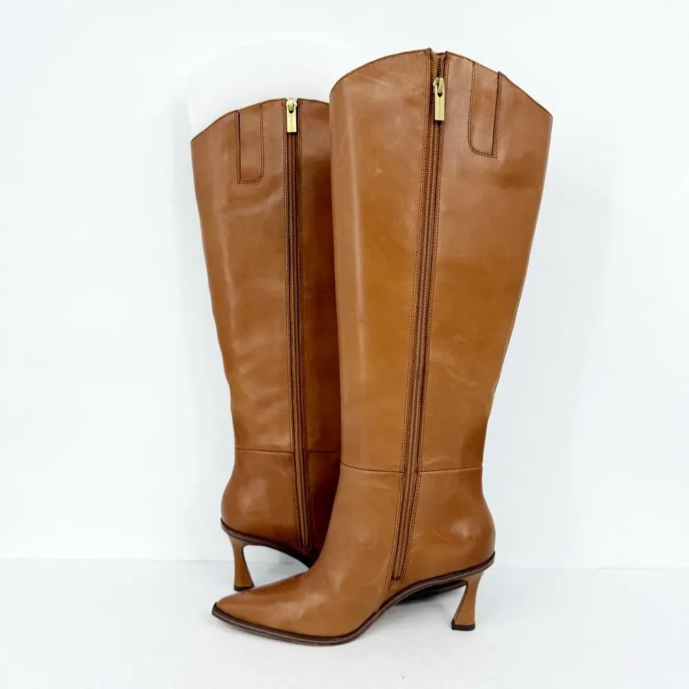 Vince Camuto Womens Emily Knee High Boots Size 6.5 M Wide Calf Brown Leather EUC